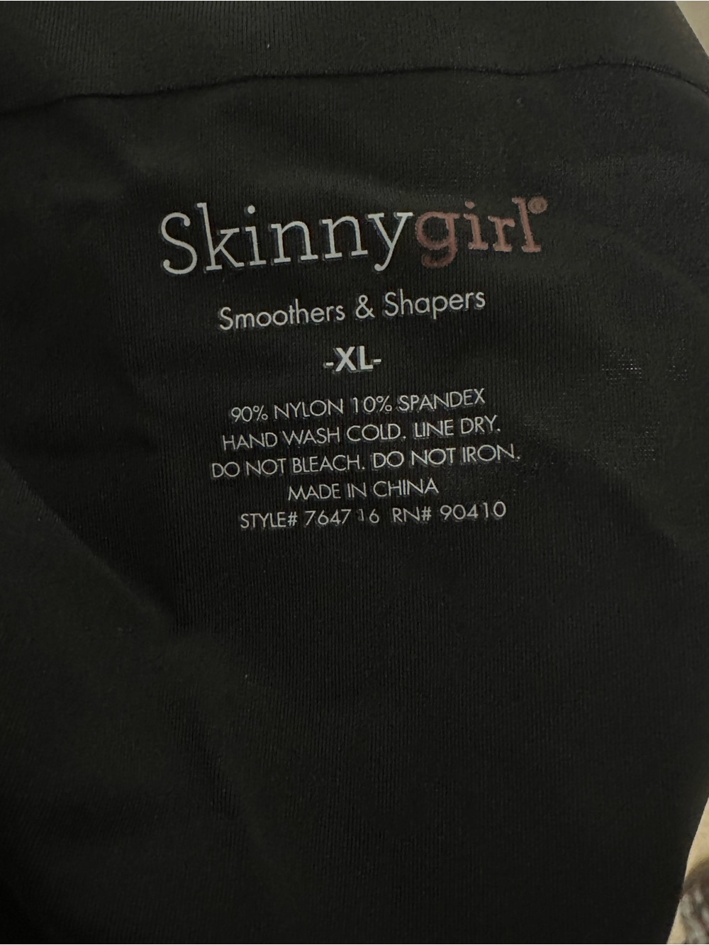Skinnygirl Black Smoothers & Shapers XL Support Tank